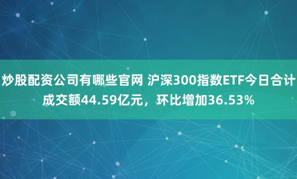 炒股配资公司有哪些官网 沪深300指数ETF今日合计成交额44.59亿元，环比增加36.53%